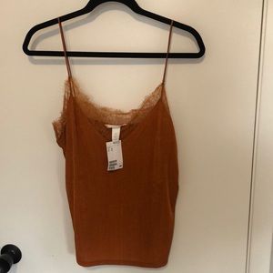 H&M NWT Women’s Burnt Orange Camisole with Lace Detail